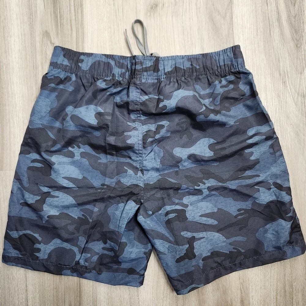 Stillwater Supply Co Mens Medium Blue Camo Swim Trunks Mesh Liner